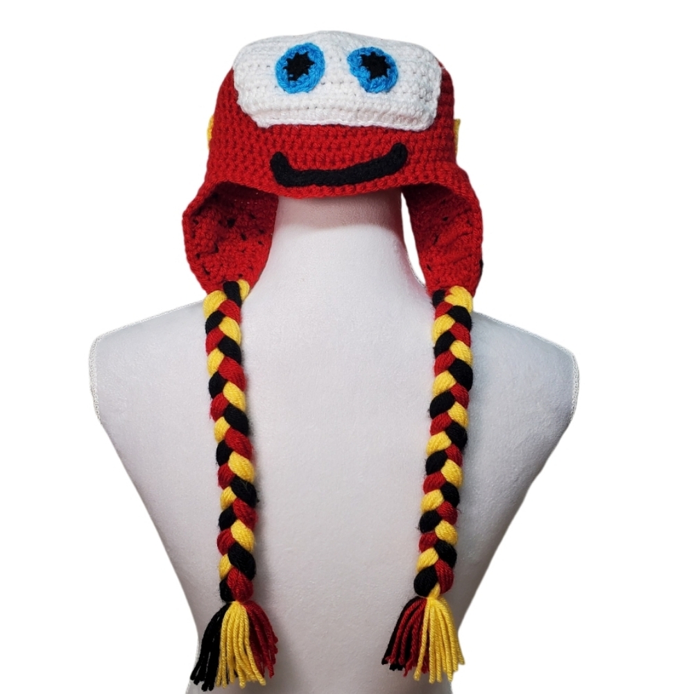 Cars Lighting McQueen Crochet Hat Handmade